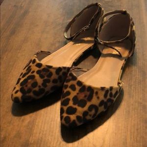 Leopard Print Brushed Suede Flats